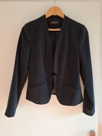 Veste courte bleu marine à pois - T.1 - Neuve