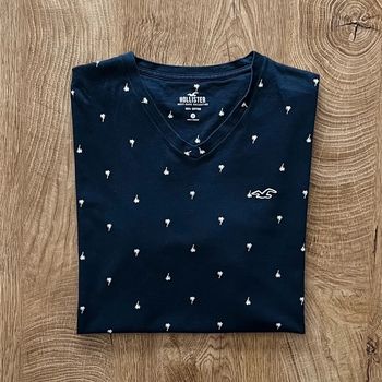 T.shirt bleu à manches courtes bleu marine Hollister pour homme, taille M