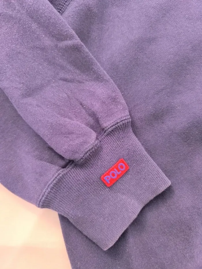 Sweat a capuche zippé homme Ralph Lauren taille M bleu avec capuche verte bon état - photo numéro 11