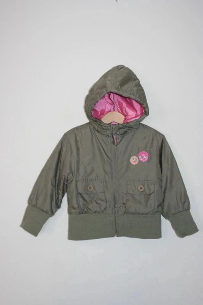 Blouson kaki intérieur rose 3 ans