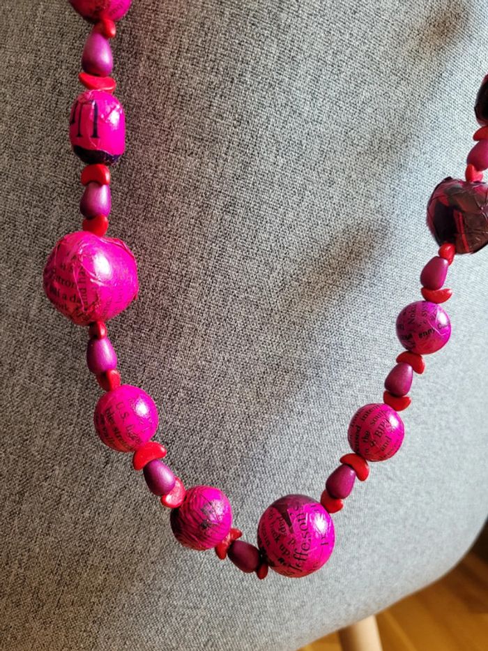 Collier fantaisie rose - photo numéro 2