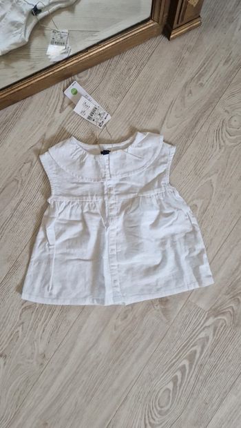 Superbe blouse / chemisier sans manches blanc en lin Kiabi neuf avec 🏷 36 mois