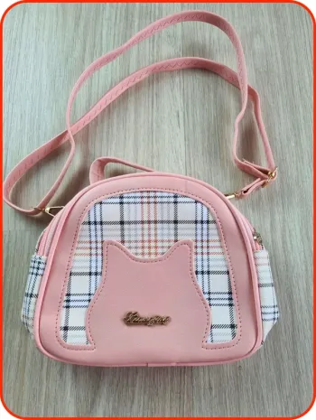 Sac à main bandoulière rose chat