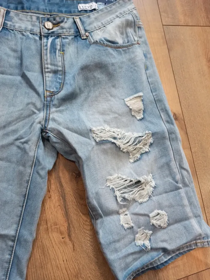 Bermuda troué homme jeans taille 38US - photo numéro 3