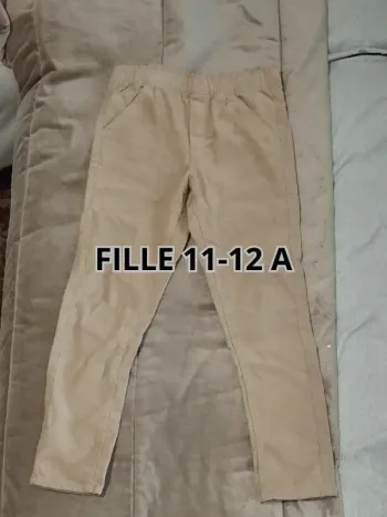 Pantalon velours côtelé MO Kids beige fille 11 12 ans