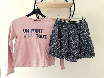 12 ans ensemble teeshirt tape a l'oeil et jupe Okaïdi