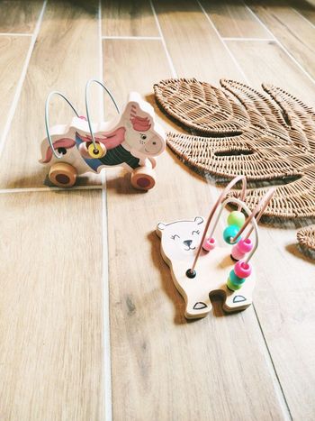 🦄Jouets de motricité - Lot de 2 boulier en bois ours et licorne 