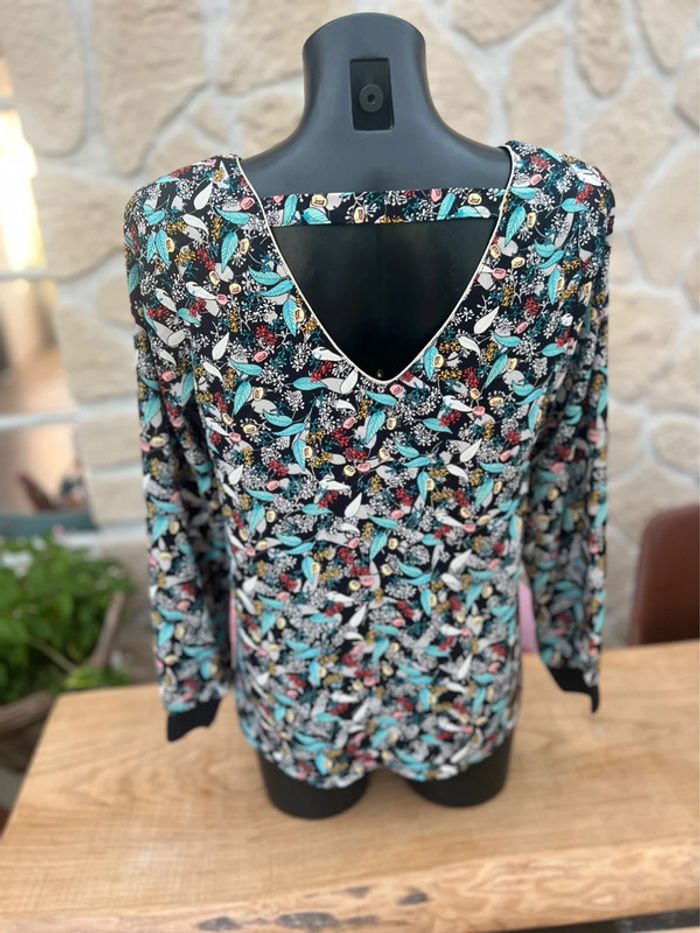 Blouse femme taille S / M 36 / 38 motif tropical dos nu by one