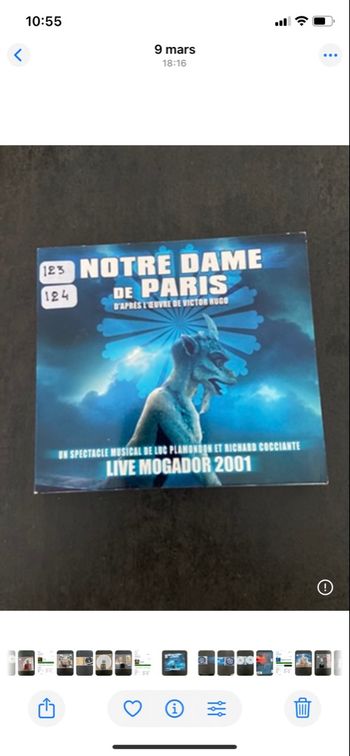 Album (2cd) Notre Dame de Paris live Mogador 2001.