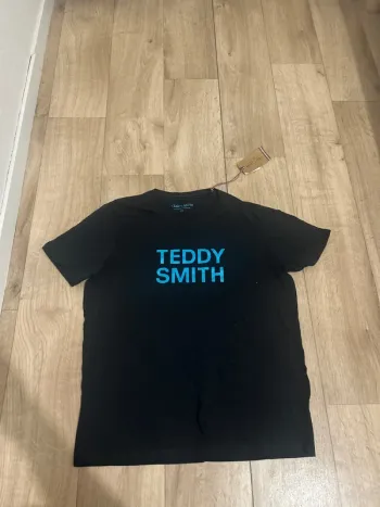 T-shirt Teddy Smith noir logo bleu 16ans