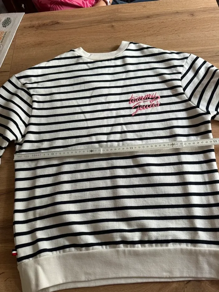 Sweat sans capuche oversize rayé noir marinière tommy jeans XS - photo numéro 12