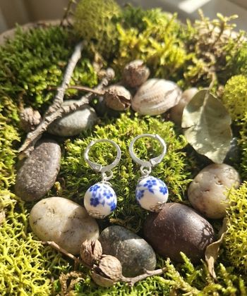 Boucles d’oreilles "Porcelaine Bleue"