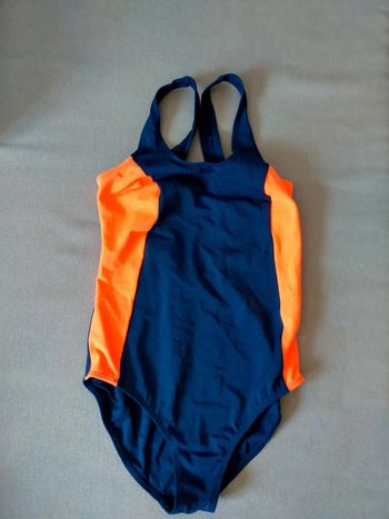 Maillot de bain 1 pièce – Bleu marine et orange fluo – Taille 36/38 – Lot disponible