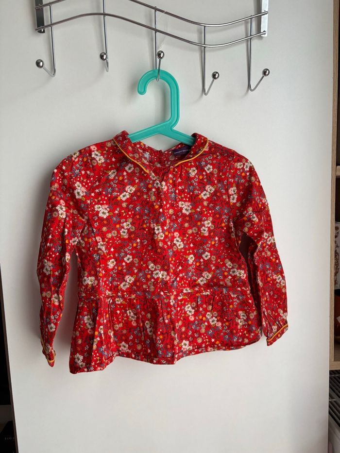Blouse imprimé fleuri rouge sergent major fille 5 ans