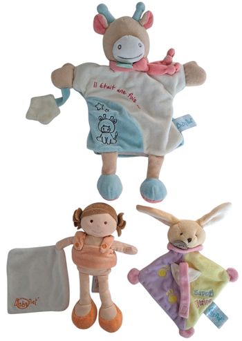 Lot de 3 doudous bébé fille Baby Nat TBE