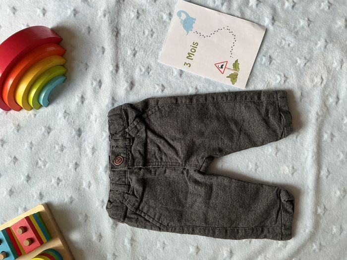 pantalon doublé gris et noir taille réglable 3 mois kiabi - photo numéro 2