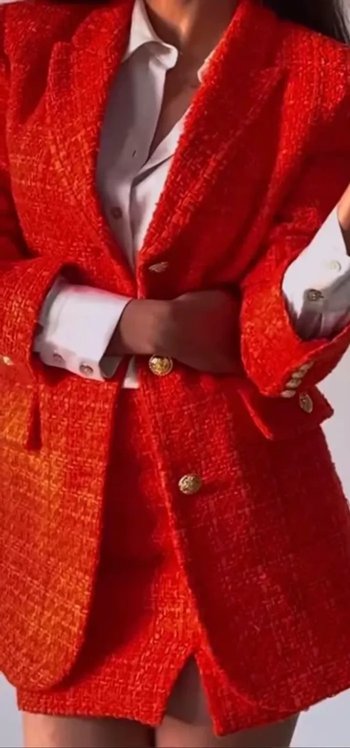 Ensemble tailleur jupe Zara tweed taille S - photo numéro 4