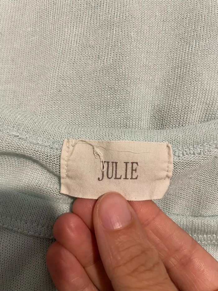 T-shirt manches 3/4 col rond poche devant transparent bleu clair Julie taille 38 - photo numéro 5