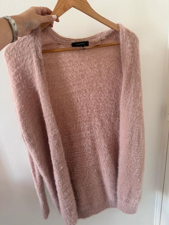 Gilet long rose pale