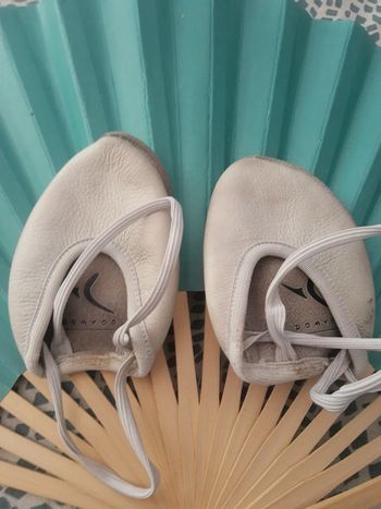 Chaussons Demi pointes  souple cuir danse fillette 10 cm (8/10 ans)