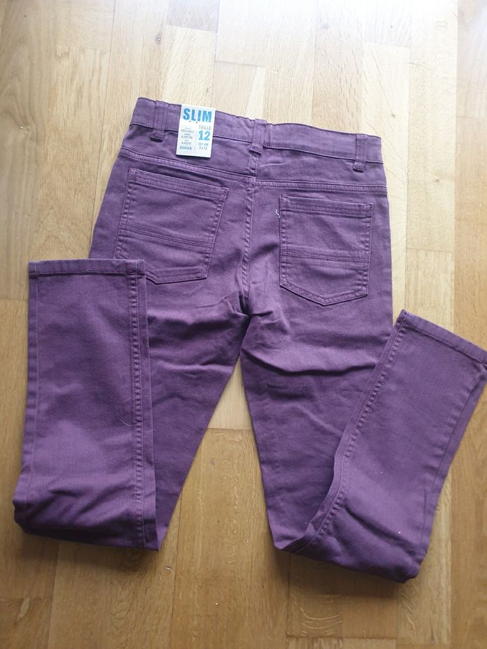Jean slim 12 ans taille réglable gemo marron bordeaux - photo numéro 3
