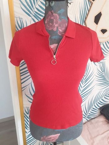 Tee-shirt manches rouge moulant XS