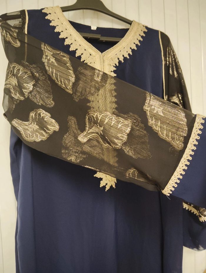 Caftan/robe fille bleu nuit et noir taille L - photo numéro 5