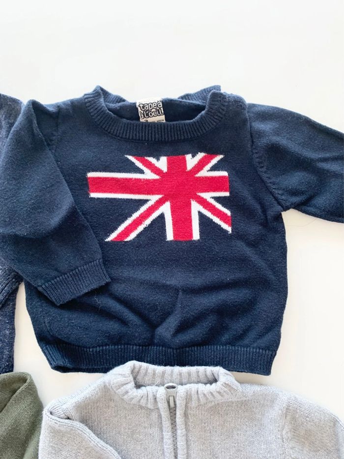 Lot de 4 pulls / gilets. 3 / 6 mois - photo numéro 3