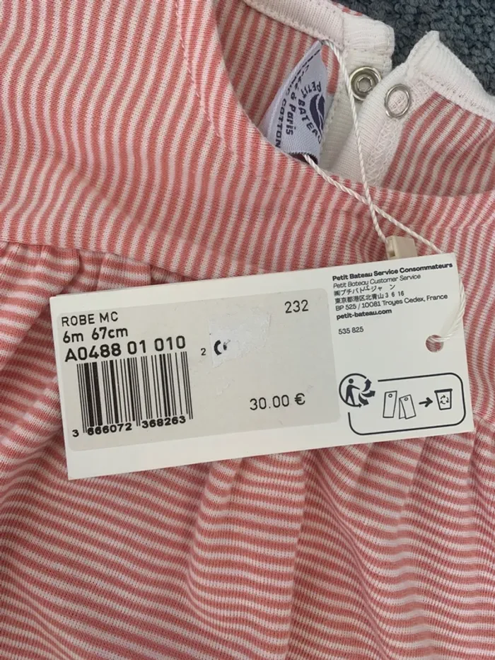 Robe rose et blanc neuve Petit Bateau - photo numéro 4
