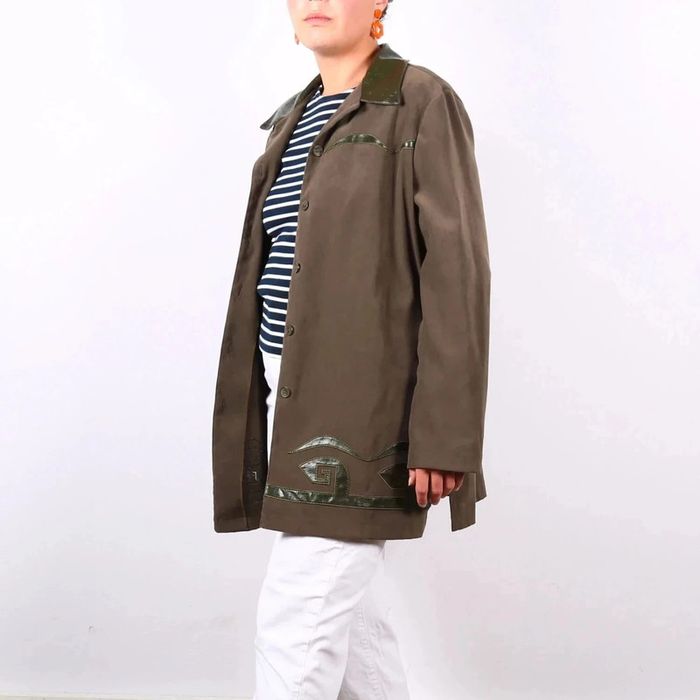 Sur chemise/petite veste vintage 90's Tilber en faux suède peau de pêche motif western (#240619) - photo numéro 2