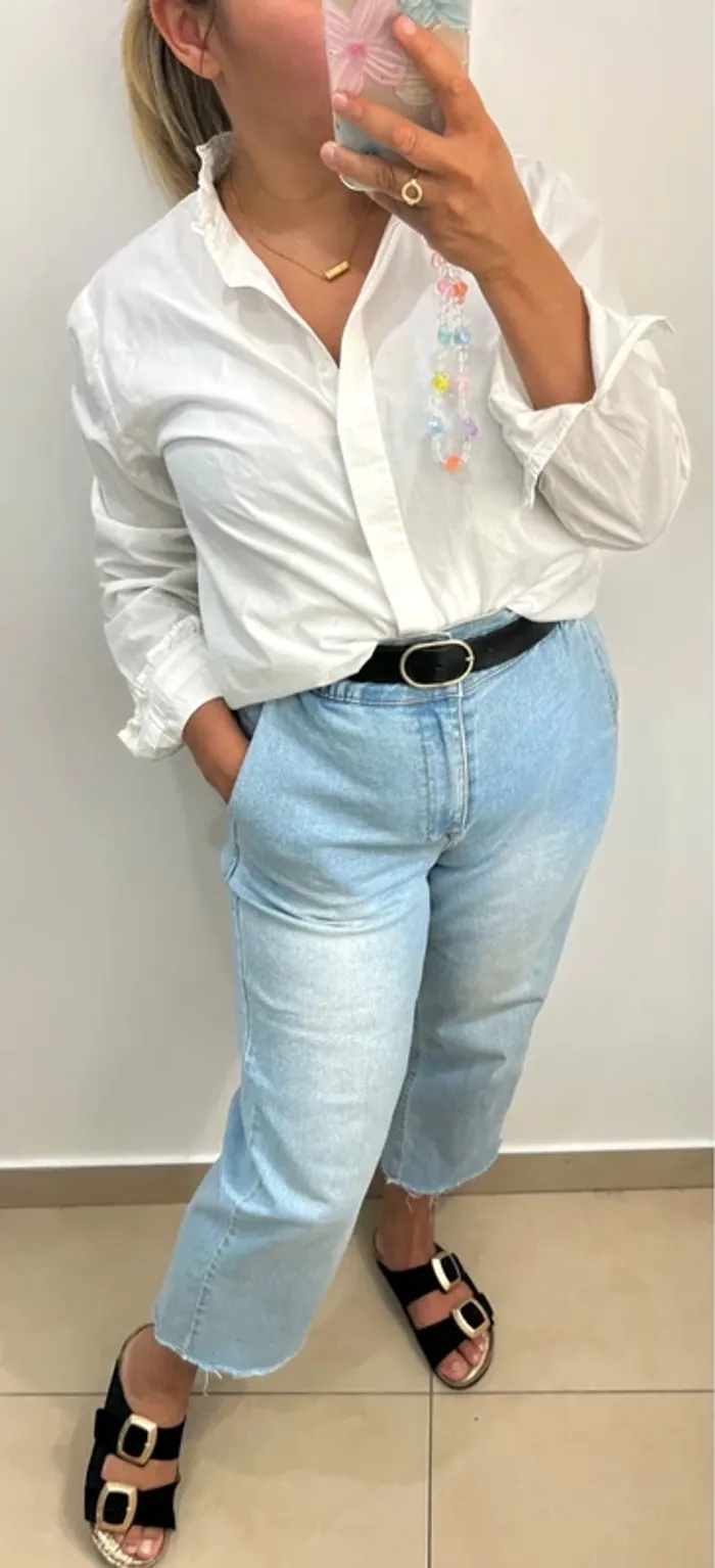 Chemise Blanche Avec Volant Taille L - photo numéro 3