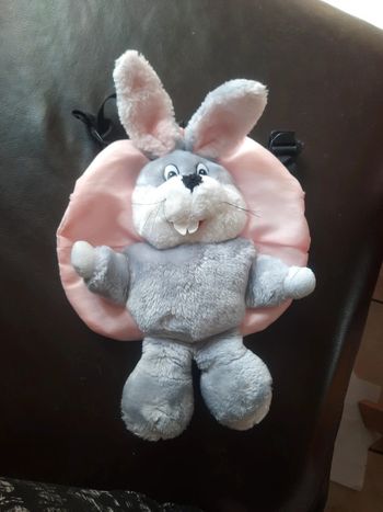 Sac rose claire pelluche lapin