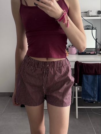Short rayé en popeline violet et blanc KIABI