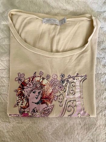 Tee-shirt Zara TRF beige crème imprimé taille L