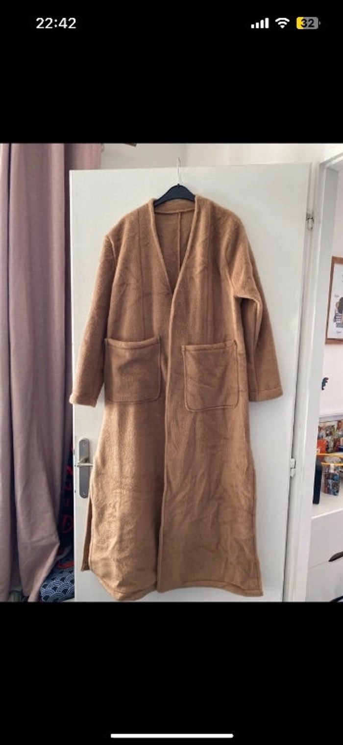 Manteau tout doux long marron