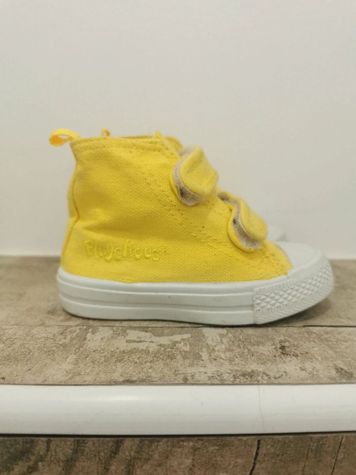 🍃Baskets montantes scratch jaune et blanche taille 20 - photo numéro 4