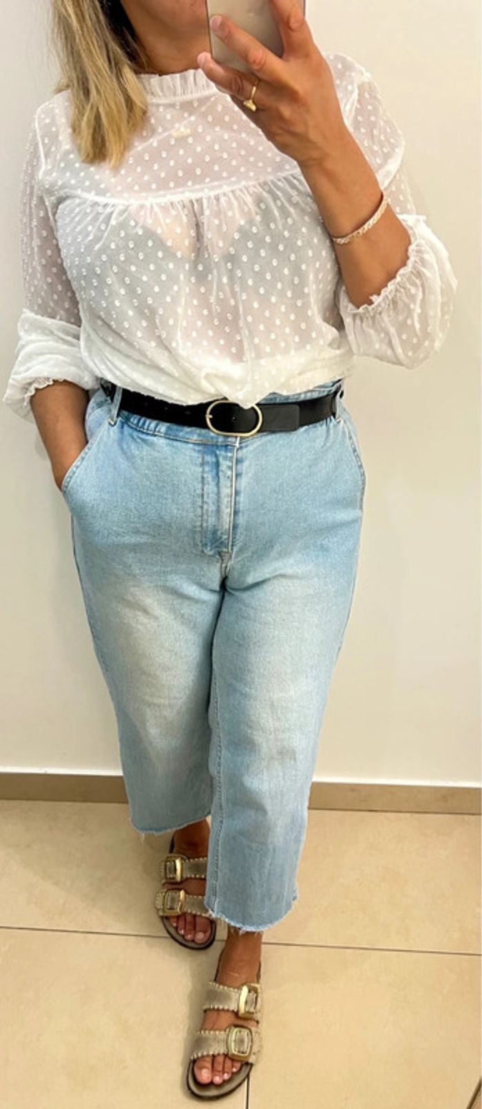🤍 Blouse blanche plumetis romantique – Armonias Taille M - photo numéro 2