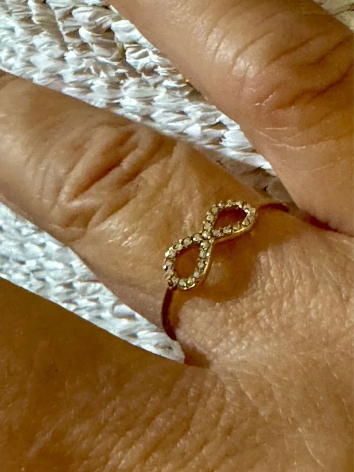 Bague réglable infini acier inoxydable or et zircons - photo numéro 5