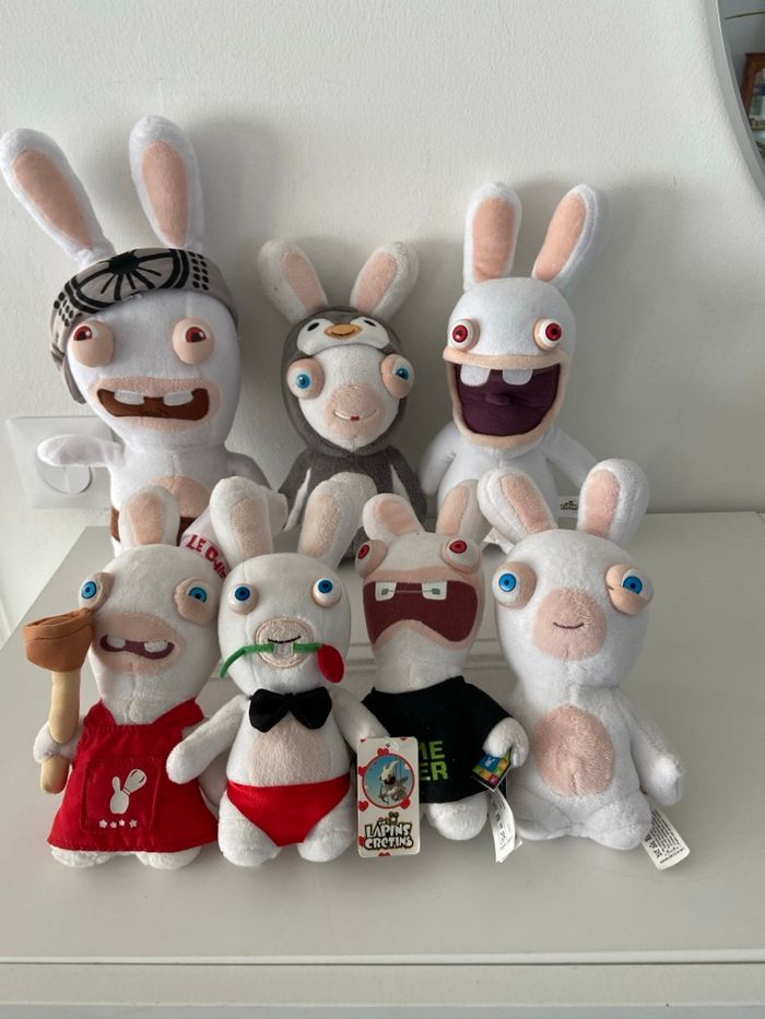 Lot de 7 Peluches Officielles Les Lapins Crétins (Ubisoft)