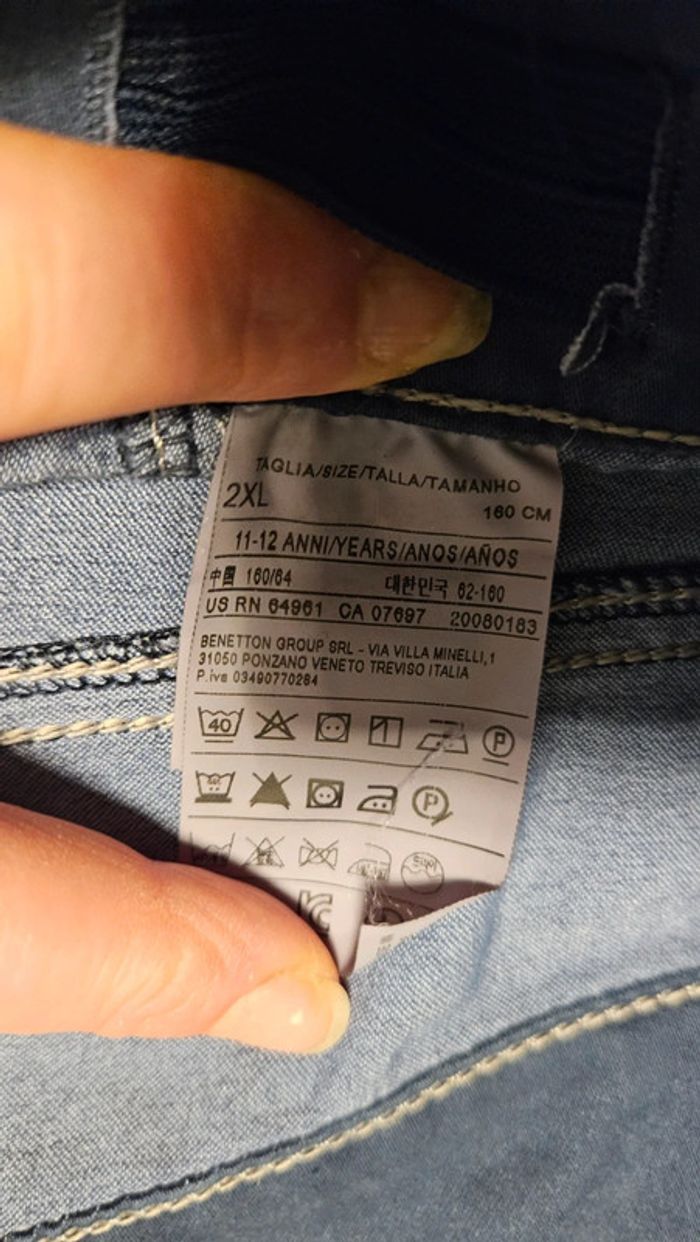Pantalon bleu tirant sur le mauve, skinny stretch, Benetton, taille 11/12 ans, très peu mis - photo numéro 10