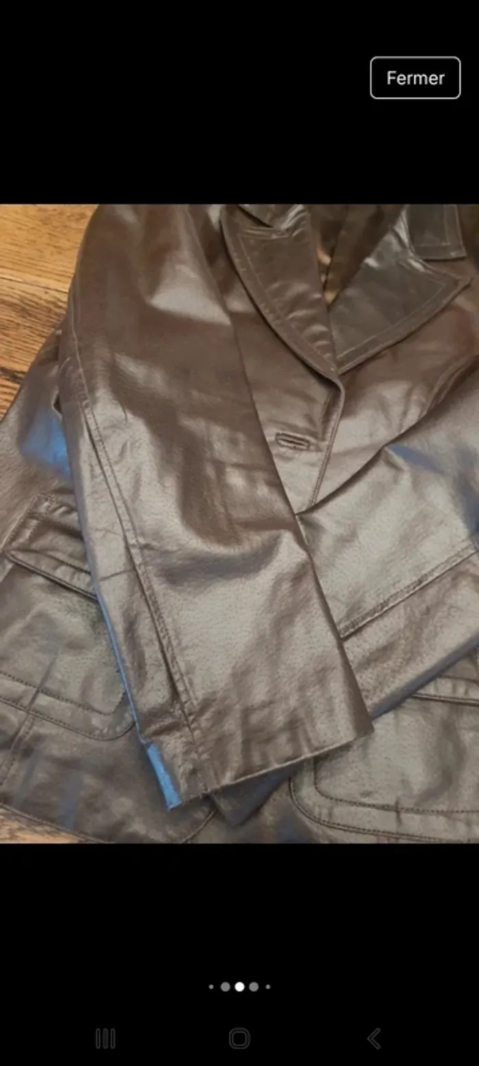 Veste Blazer en cuir Marron Etam fr 44 be 42 - photo numéro 16