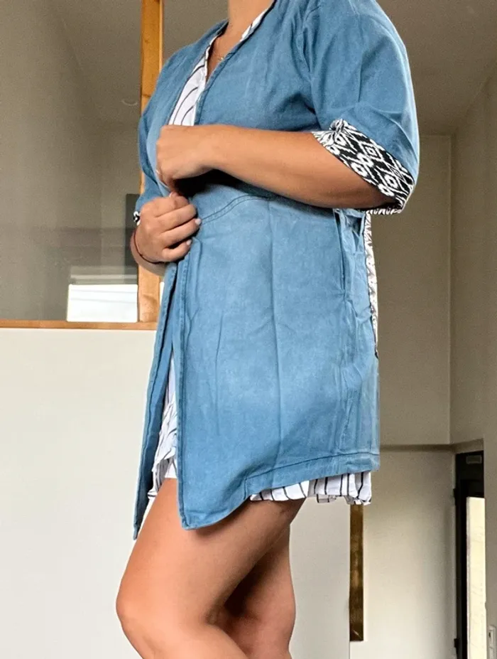Veste sur chemise en jean imprimé - photo numéro 4