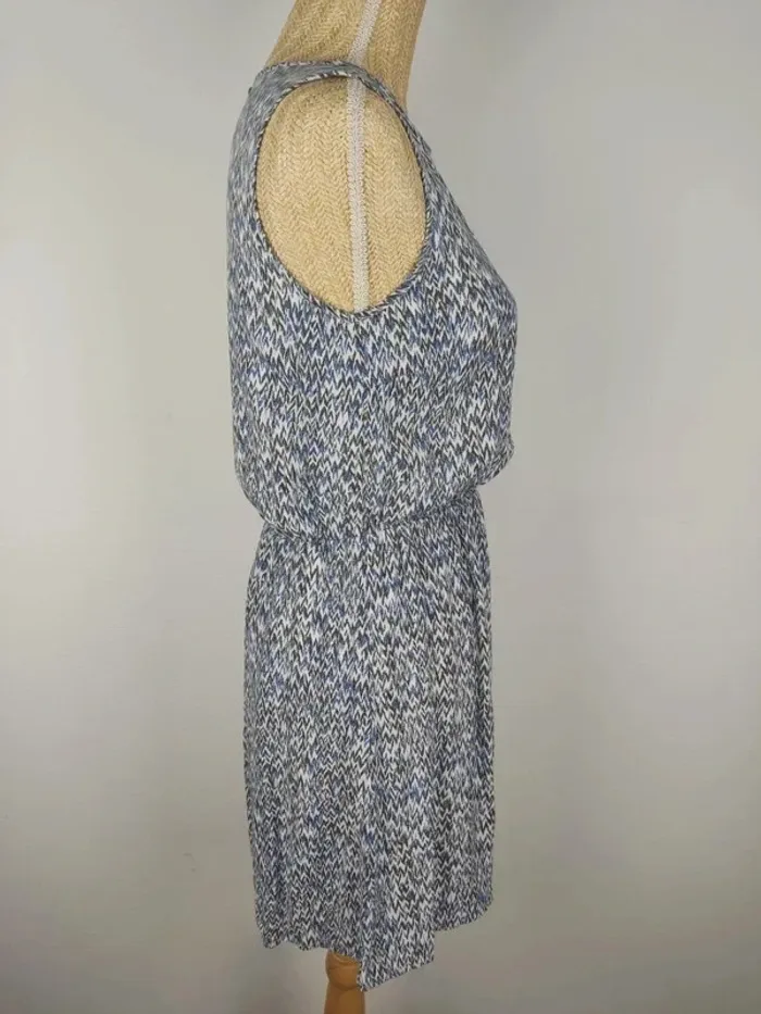 Robe mi-longue sans manches motifs graphiques bleu blanc noir taille M Best Mountain - photo numéro 3