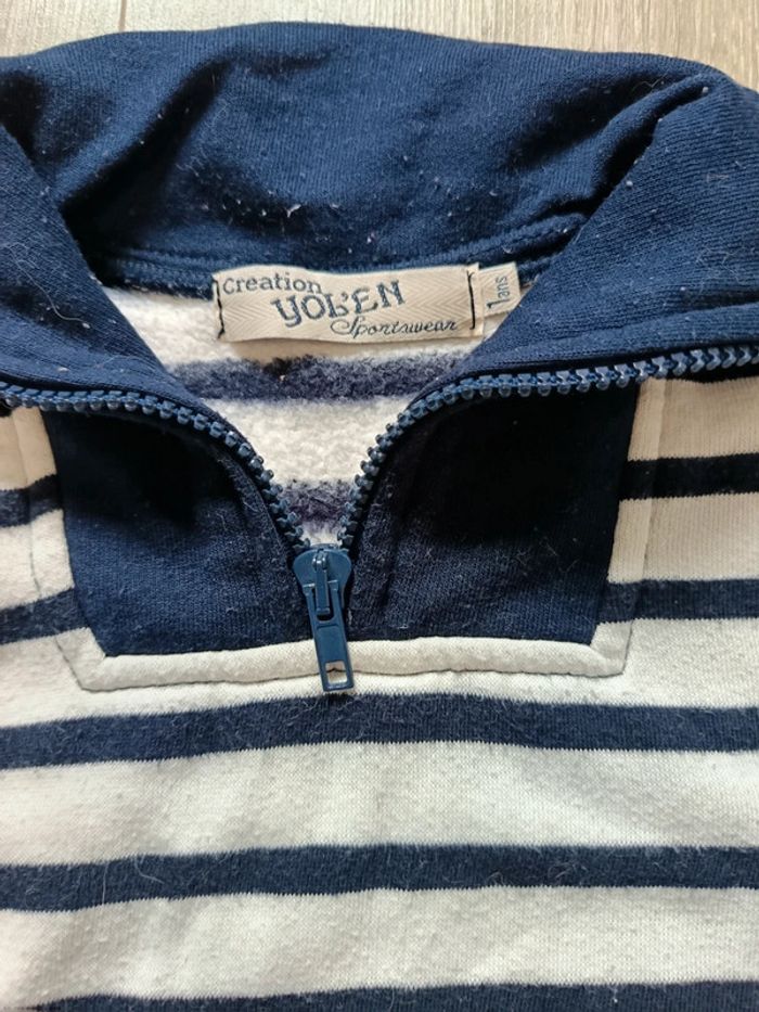 Pull sweat marinière bleu blanc garçon 1 an - photo numéro 2