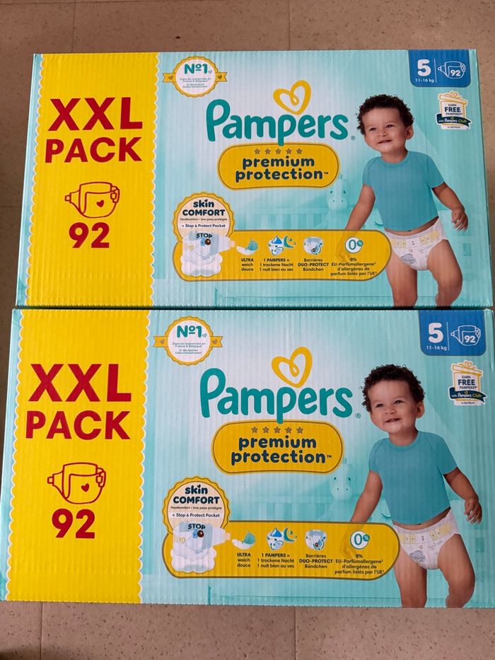 Lot de 184 couches Pampers premium taille 5 xxl