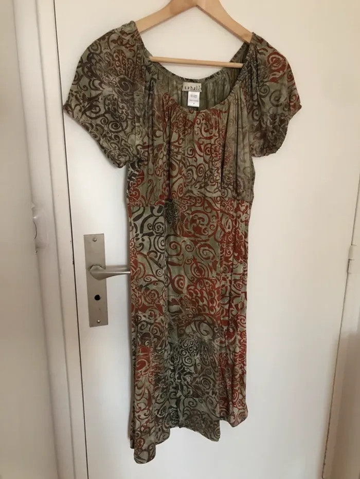 Robe en soie et coton