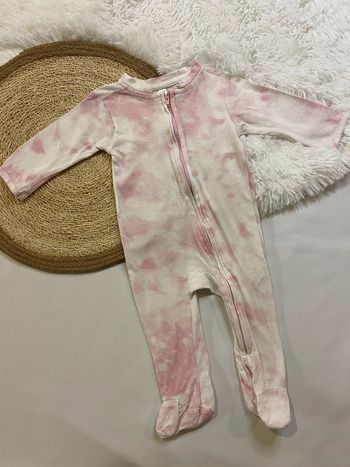 Pyjama fille rose blanc ouverture avant zip