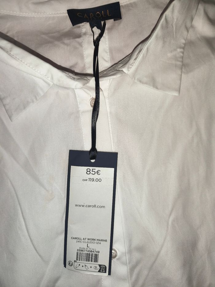 Chemise tunique blanche motif bandes Caroll L - photo numéro 2