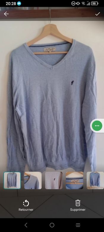 Pull col v XXL bleu ciel c72