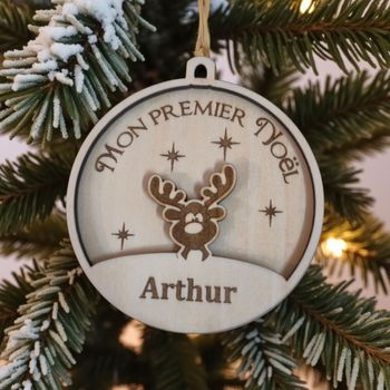 Boule de Noël en bois personnalisée